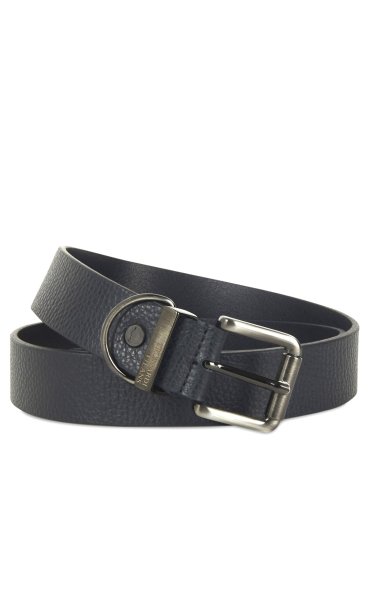 TRUSSARDI BLACK HAMMERED LEATHER BELT