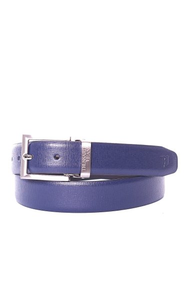 TRUSSARDI BLUE SAFFIANO LEATHER BELT