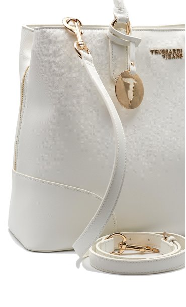 Trussardi Jeans white tote bag bella line 75B00887