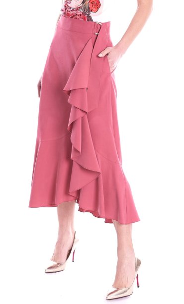 LUCKYLU TENCEL PINK SKIRT WITH ROUCHES