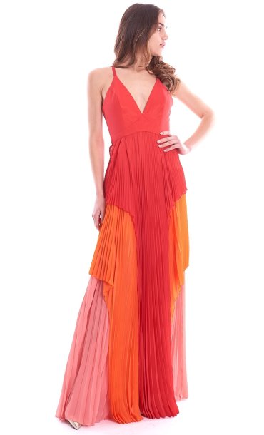 LONG DRESS FABIANA FERRI PLEATED TWO-TONE