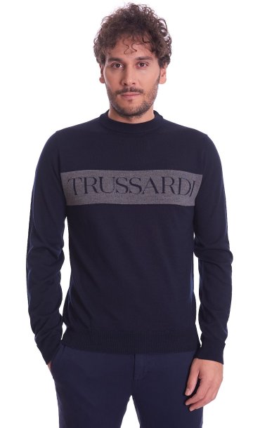 ROUNDNECK SWEATER TRUSSARDI WITH LOGO