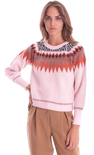 LUCKYLU ROUND NECK JACQUARD SWEATER