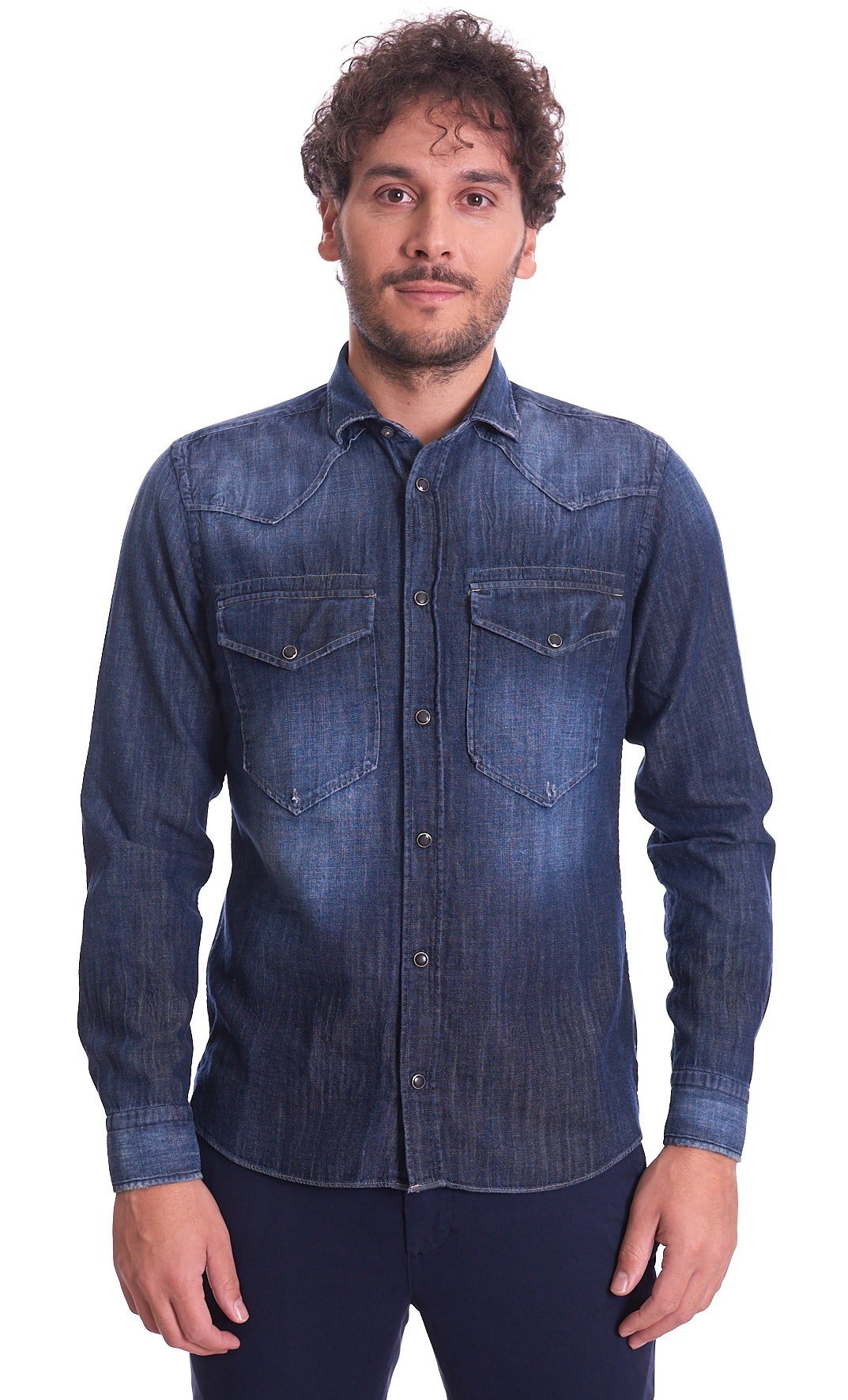 Men's ripped denim texana shirt Mastricamiciai relaxed fit