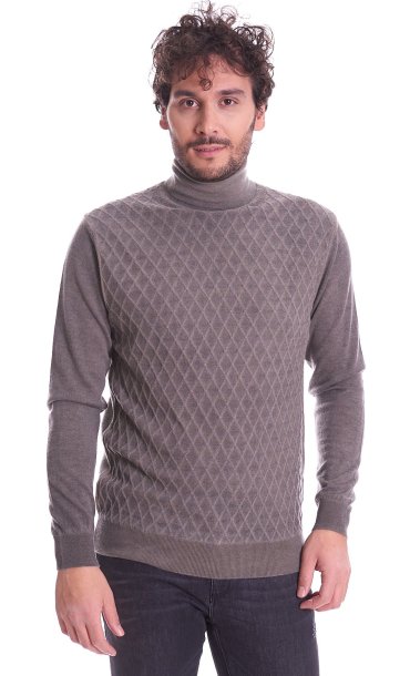 HIGH NECK MERINO RHOMBUS SWEATER PRIVATI FIRENZE