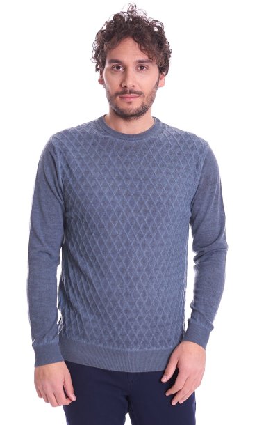 ROUND NECK MERINO RHOMBUS SWEATER PRIVATI FIRENZE