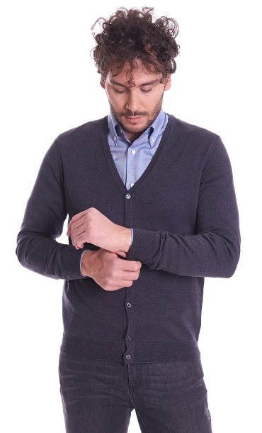 EXTRAFINE MERINO WOOL CARDIGAN BROWN'S