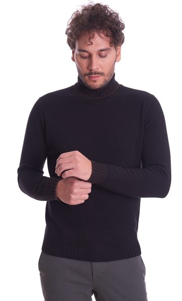 MAGLIONE COLLO ALTO BROWN'S CON CONTRASTI