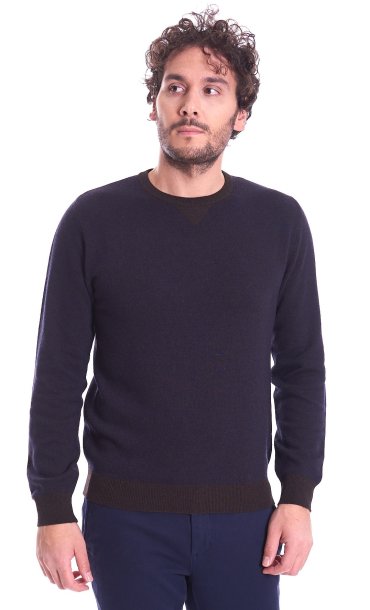 ROUND NECK WARM BICOLOR SWEATER BROWN'S