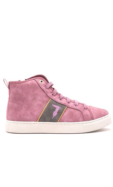 TRUSSARDI HIGH SNEAKER WITH LOGO PINK