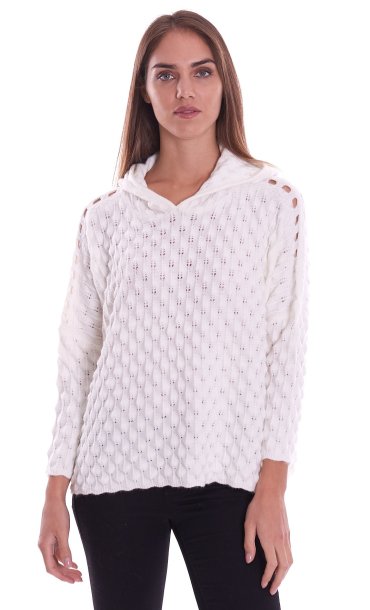 MAGLIA OVER WHITE WISE CON CAPPUCCIO