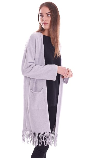 Maxi cardigan con on sale frange