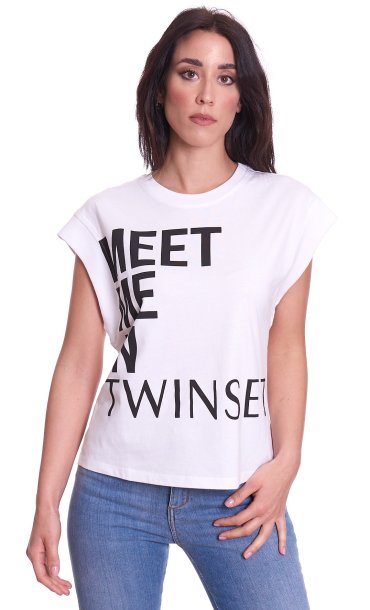 TWINSET PRINTED T-SHIRT WITH LOGO