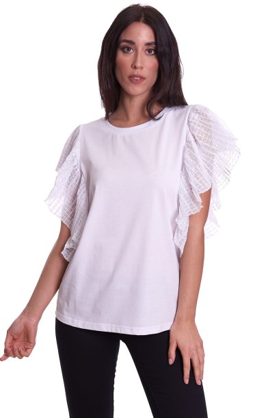 TWINSET T-SHIRT WITH LACE APPLICATION