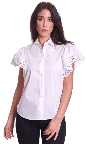 TWINSET SHIRT WITH LACE SLEEVE