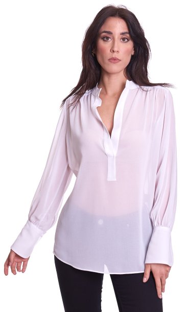 WHITE WISE BLOUSE WITH LONG SLEEVE