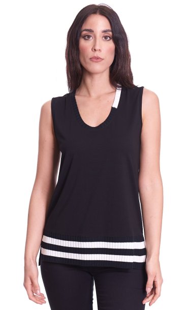 MARIA BELLENTANI TOP WITH KNITTED INSERTS