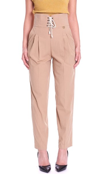 TWINSET HIGH WAIST PANTS WITH PINCES