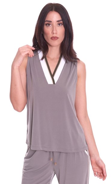 LUCKYLU V NECK BLOUSE WITH LUREX