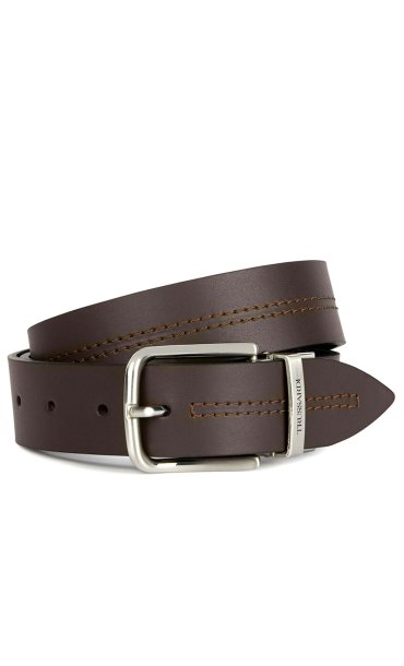 TRUSSARDI REVERSIBLE LEATHER BELT WITH STITCHING