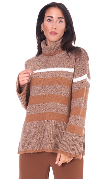 MARIA BELLENTANI STRIPED TURTLENECK SWEATER