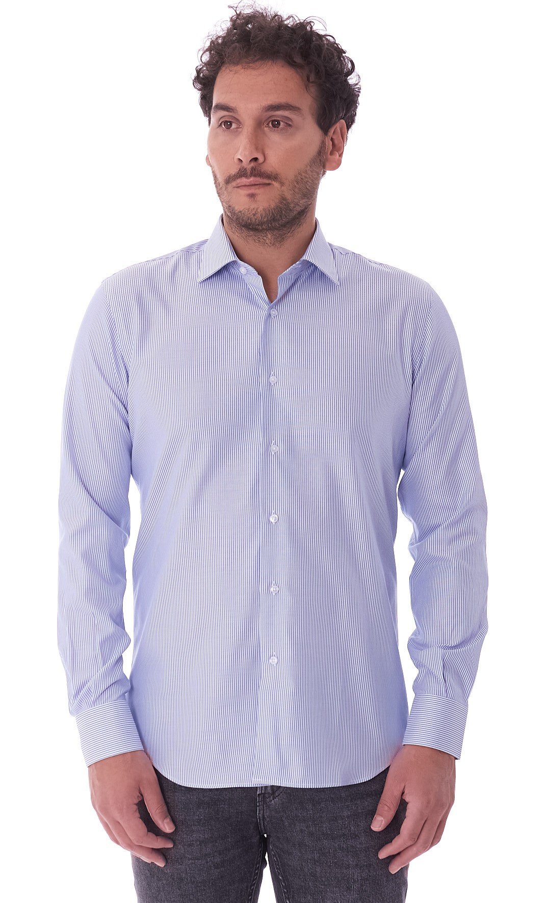 Men's striped double twisted shirt Queensway blue sky