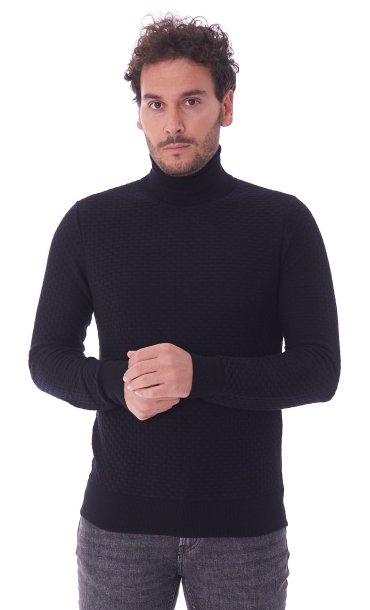 TURTLENECK WOOL TEXTURED SWEATER TRUSSARDI