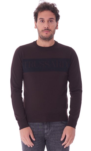 ROUNDNECK SWEATER TRUSSARDI WITH LETTERING LOGO