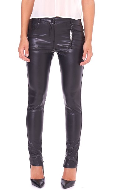 TWINSET ACTITUDE ECOLEATHER BLACK PANTS