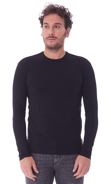 TRUSSARDI LONG SLEEVE STRETCH T-SHIRT WITH LOGO