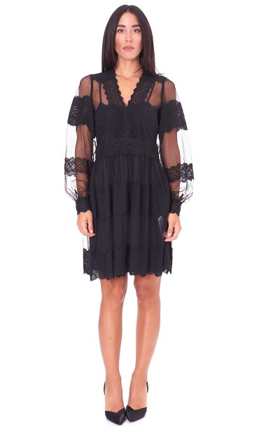 TWINSET LACE BLACK SHORT DRESS