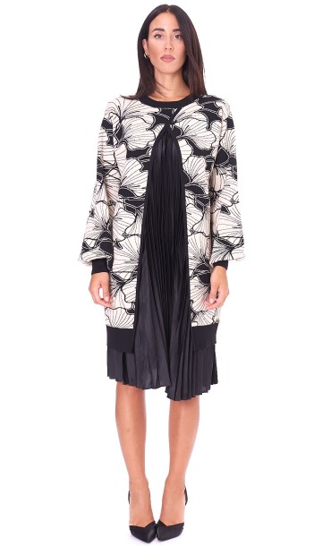 TWINSET JACQUARD KNIT DRESS WITH PLISSÈ