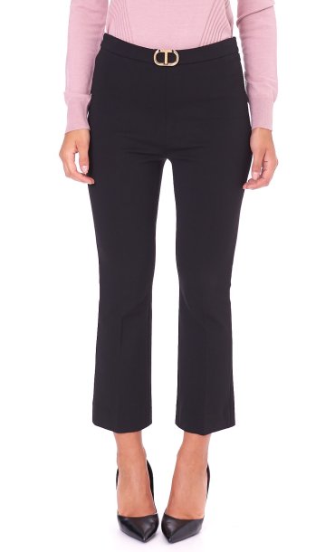 TWINSET FLARE CROPPED BLACK PANTS