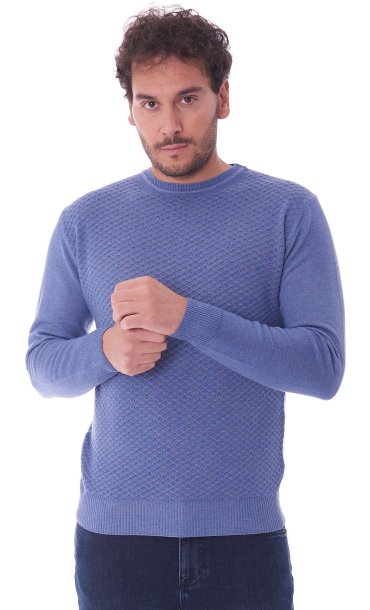 ROUNDNECK TEXTURED SWEATER PRIVATI FIRENZE EXTRAFINE MERINO WOOL