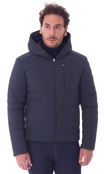 SAVE THE DUCK SHORT REVERSIBLE JACKET WITH HOOD BLUE ERZA