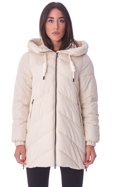 WHITE WISE LONG DOWN JACKET WITH HOOD