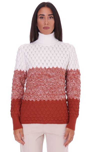 WHITE WISE BICOLOR TURTLENECK SWEATER