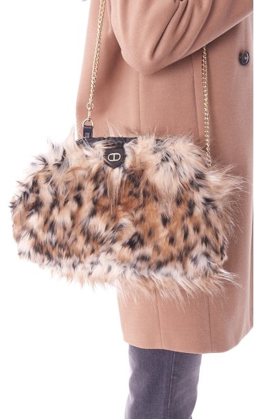 Fur on sale clutch bag