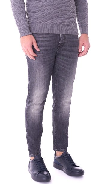 JEANS TELERIA ZED MARK ZIP BAFFATO GRIGIO