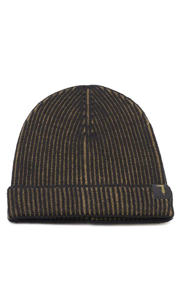 TRUSSARDI RIBBED BICOLOR HAT WITH LOGO