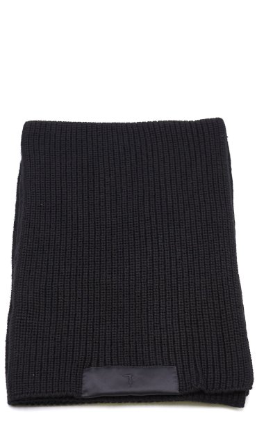 TRUSSARDI KNIT SCARF WITH EMBROIDERED LOGO