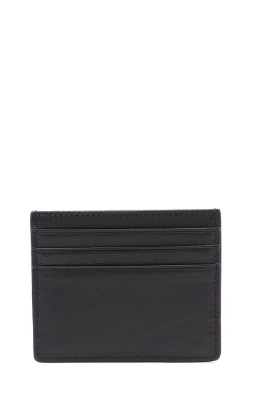 TRUSSARDI LEATHER CARD HOLDER WITH LETTERING LOGO