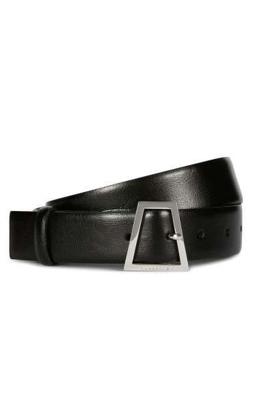 TRUSSARDI LEATHER BELT WITH SQUARE BUKLE