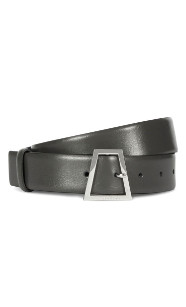 TRUSSARDI LEATHER BELT WITH SQUARE BUKLE