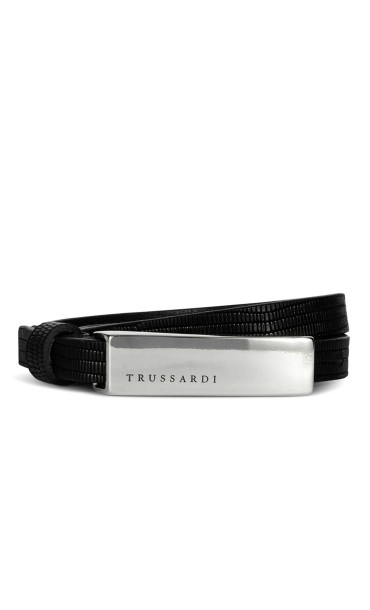 TRUSSARDI LEATHER THIN BELT WITH LOGO