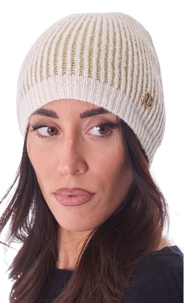 TWINSET KNIT RIBBED HAT WITH LUREX