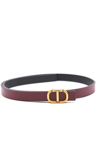 TWINSET REVERSIBLE THIN BELT WITH METAL LOGO BUCKLE