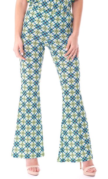 LUCKYLU PRINTED FLARE STRETCH PANTS