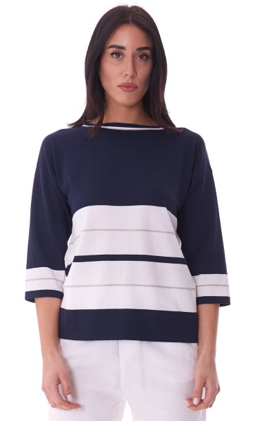 MARIA BELLENTANI STRIPED SWEATER WITH LUREX