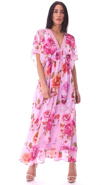 LUCKYLU LONG FLOWER DRESS WITH PAILLETES